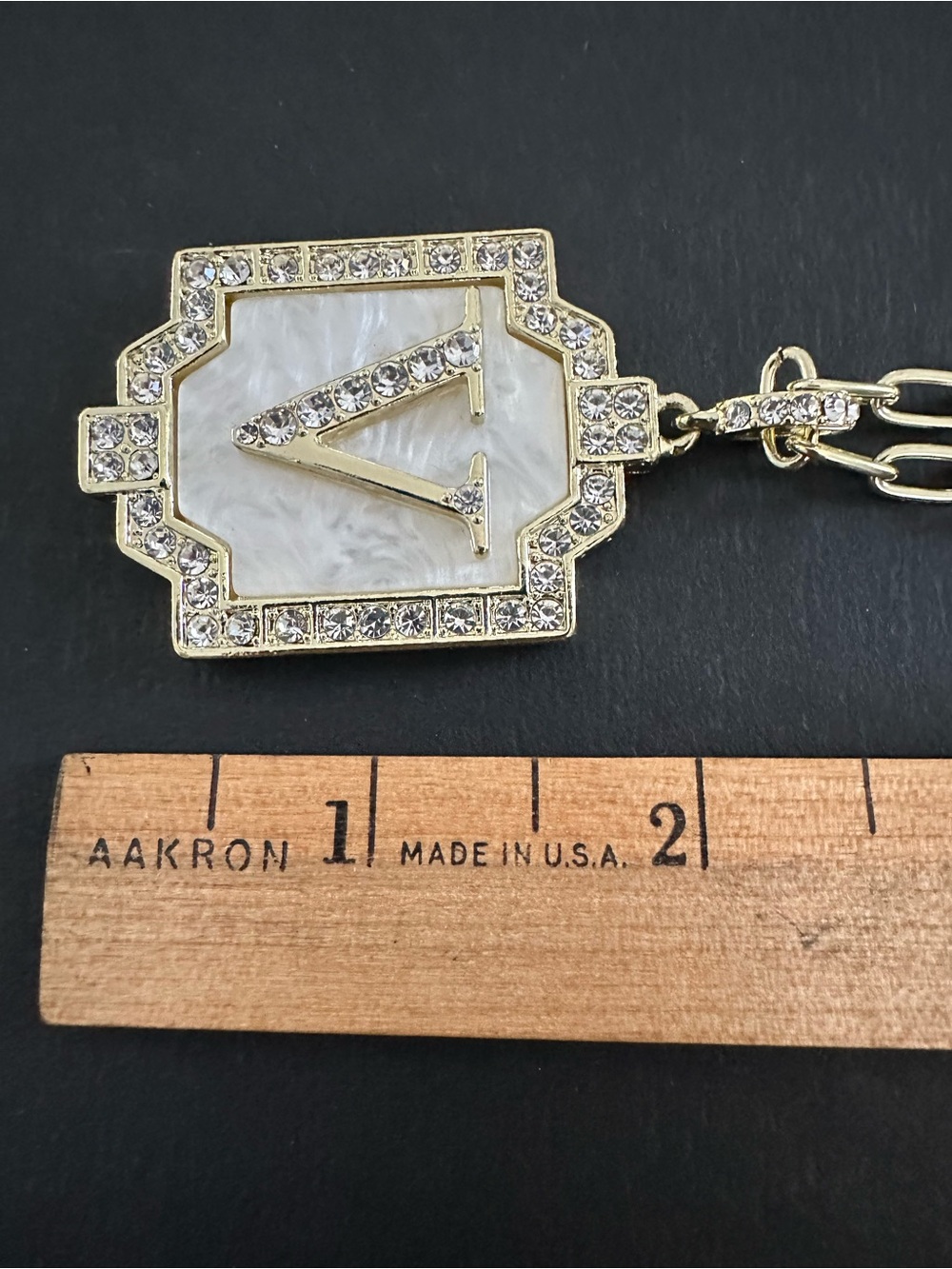 Heidi DAUS Gold-Tone Crystal and Mother of Pearl 'V' Initial Pendant Necklace - Picture 6 of 6